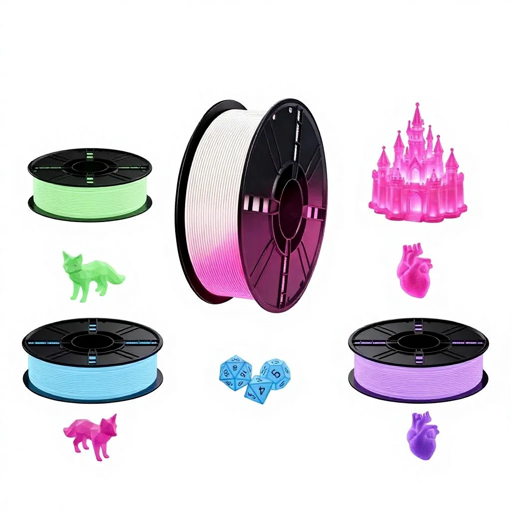 Glow in the Dark PLA Filament 1.75mm 1kg, Luminous 3D Printer Filament, Long Lasting Night Glow, ±0.02mm Accuracy No Clogging