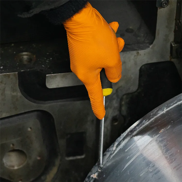 8 мил Промышленный грузовик ремонт автомобиля алмазная текстура захват oem логотип на заказ пищевая служба механическая очистка чистые нитриловые перчатки