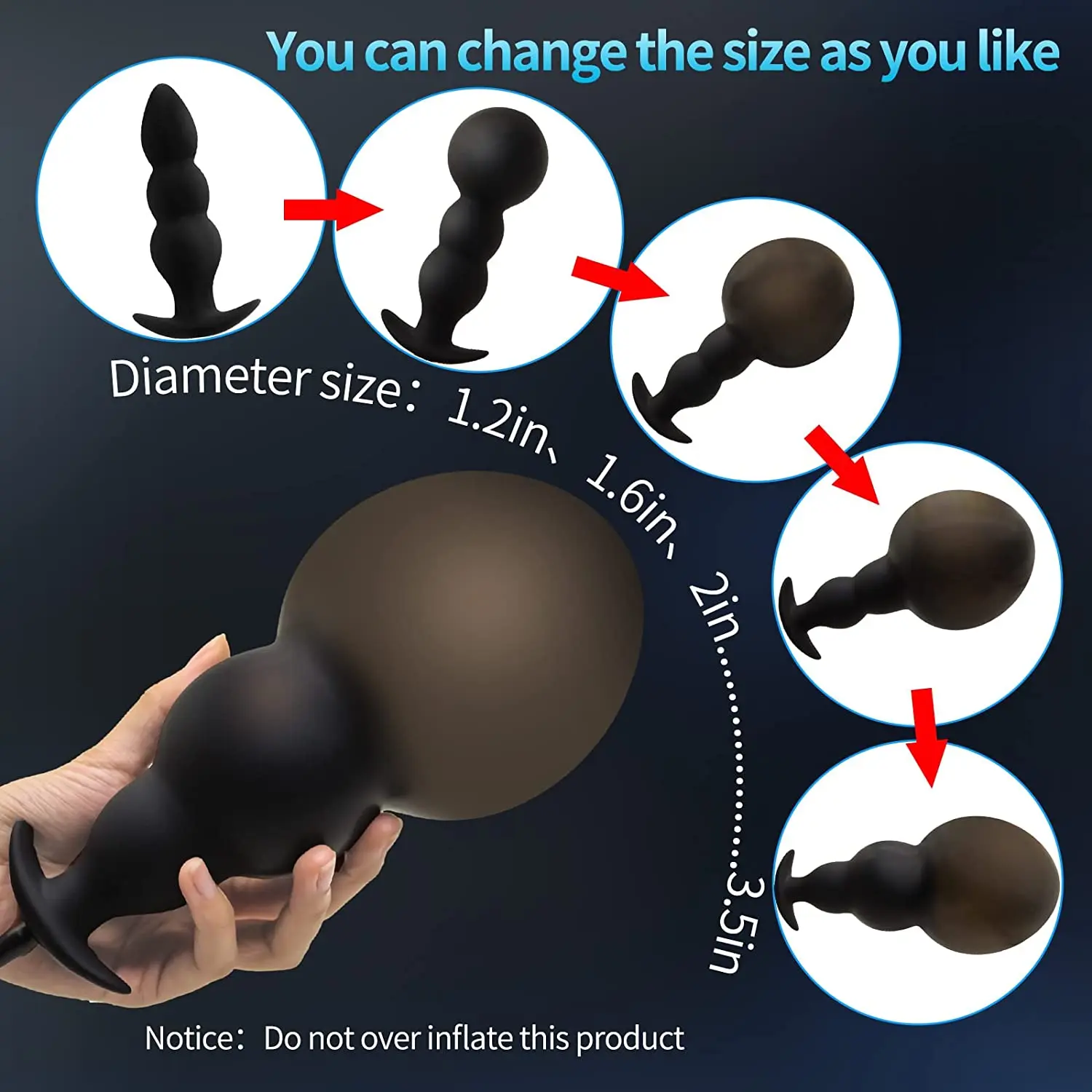 Male Masturbator Butt Plug Inflatable Anal Sex Toy for Men Prostata Massager Anal Male Sex Toy Tail Vibrator Anal Plug