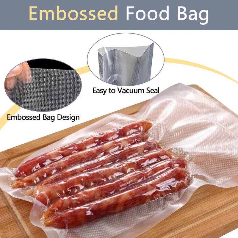 Heavy Duty Transparent Vacuum Embossed Sealer Bags For Food Saver Nylon