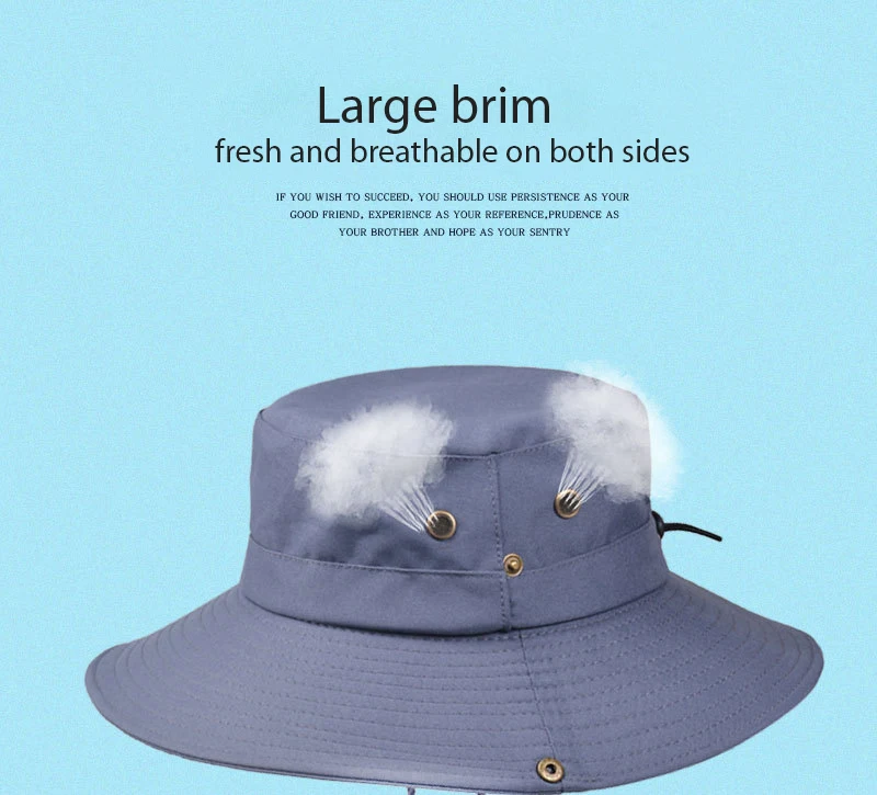 Outdoor Men's Sun protection Big Brim Breathable Sun Hat Fishing Bucket Hat Hiking Cap