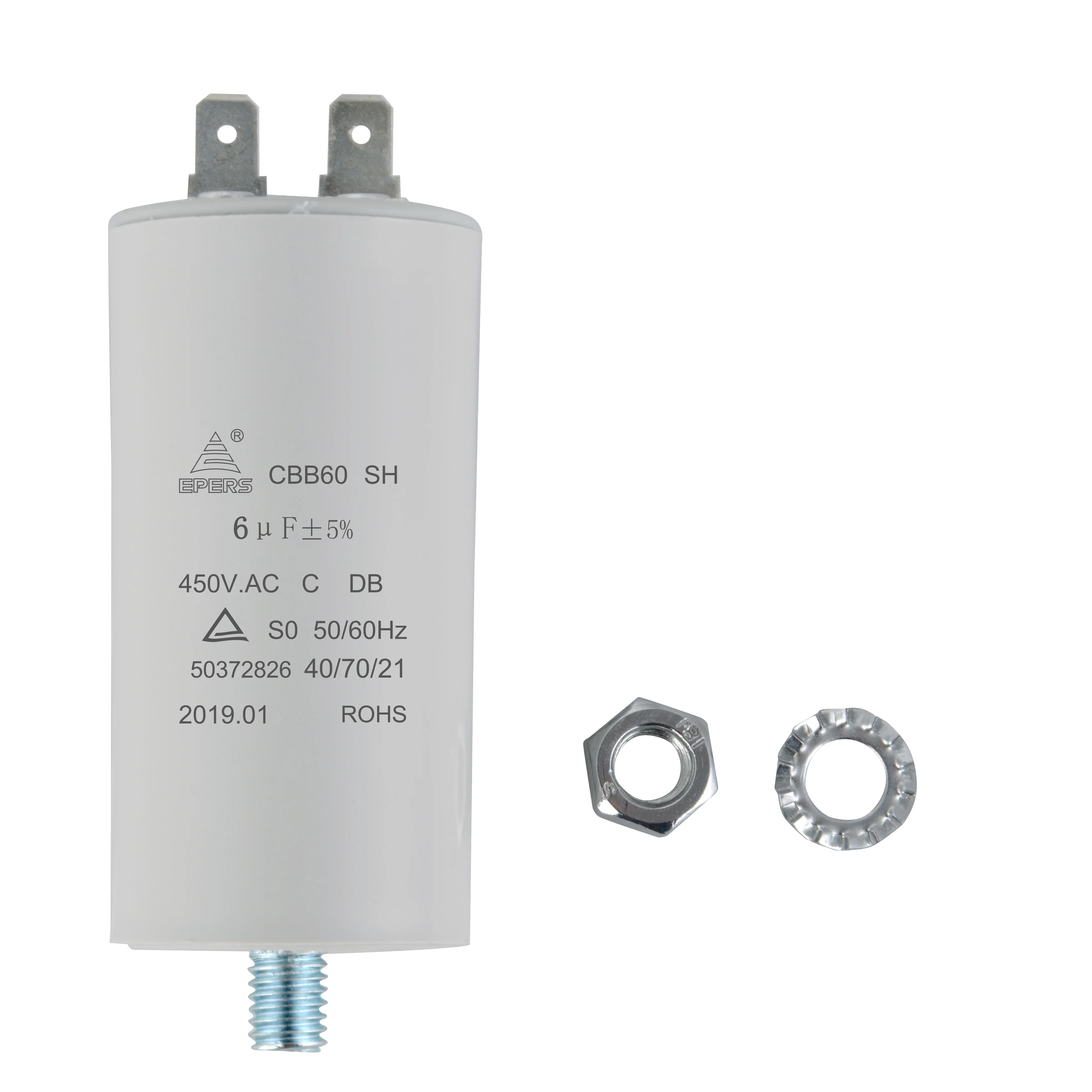 Condensateur CBB60 25uF 450V AC 50/60Hz - Modèle Cylindre 70x42mm à 2 Câbles, Neuve Uxcell
