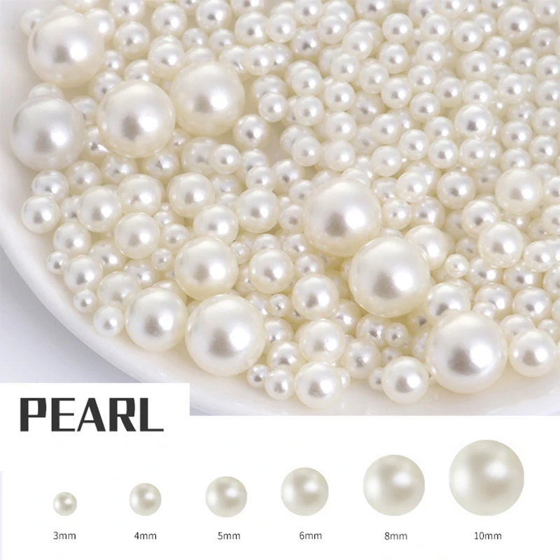 HMOIS wholesale 3mm-10mm ABS pearls in bulk plastic white colorful round beads loose pearls