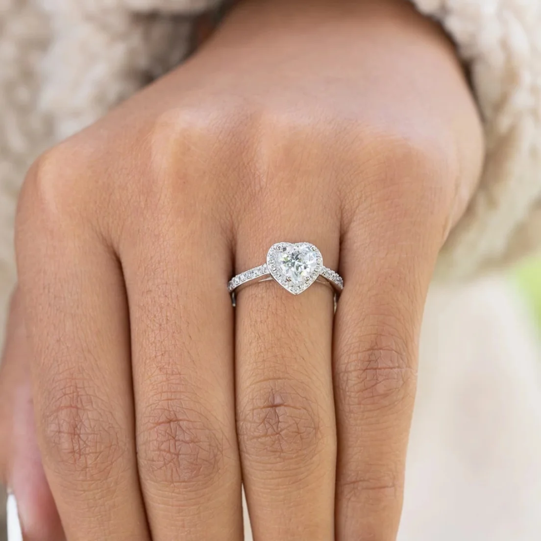 KAKODIY Love Ring Heart Shaped Zircon Sparkling Ring 925 Sterling Silver Women Engagement Wedding Heart Shaped Eternity Ring detail 1