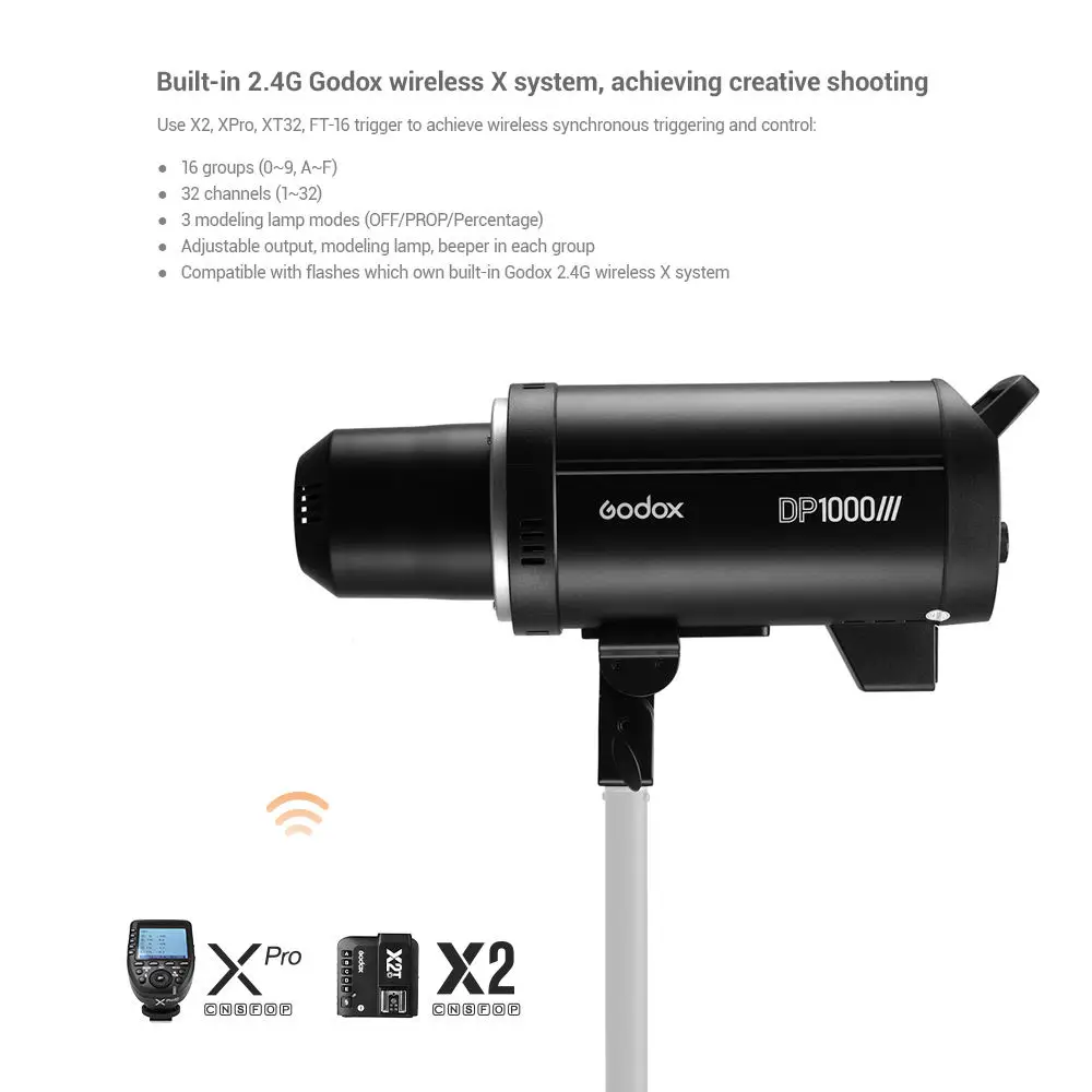 Godox DP400III 400Ws GN80 2.4G Wireless X System Studio Flash Professional, Flash Duration 1/2000-1 / 800s, Temperatura Color 5600 ± 200K (110V) Studio Light Godox DP400III 400Ws GN80 2.4G Wireless X System