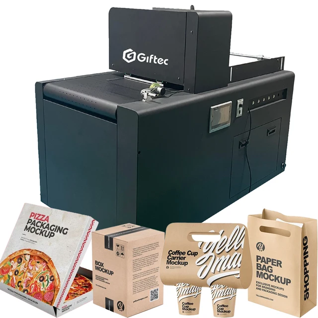 Giftec Automatic Single Pass Printer for Postcards Cardboard Carton Box paper cup Digital Inkjet Printing Machine