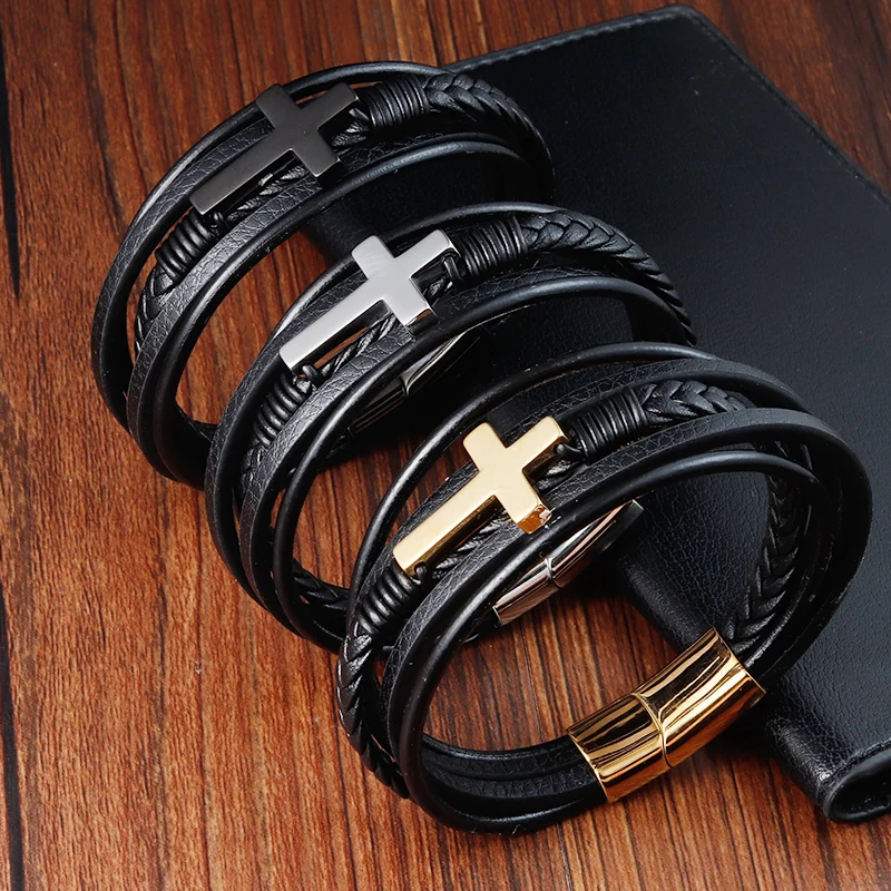 Black Genuine Leather Christian Bracelet Hotsale| Alibaba.com