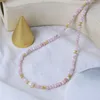 GN0714-8 Collana di perle di quarzo rosa
