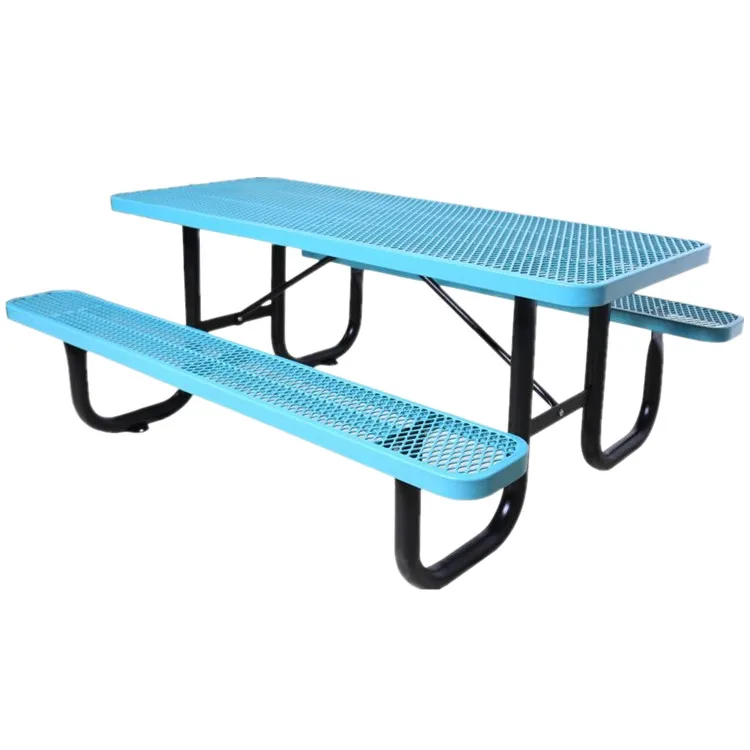 Outdoor Furniture Expanded Metal 6ft 8ft Long Commercial Picnic Dining