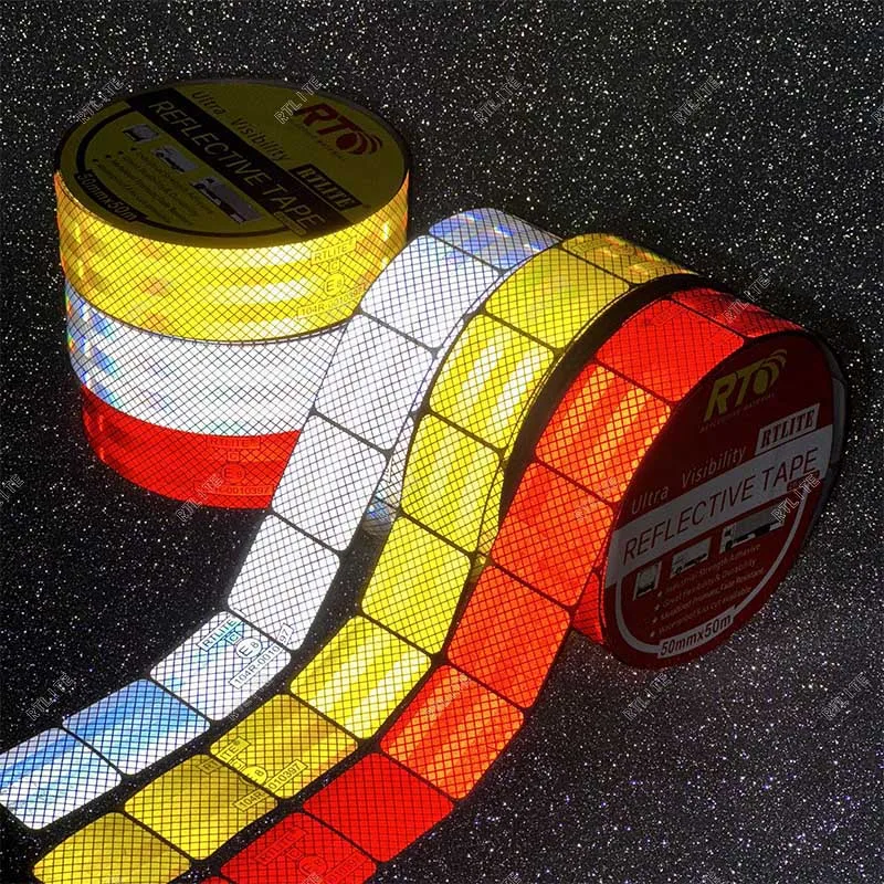 High Visibility 5cm*45.7m Emark Acrylic Metallized Yellow Reflective Tape Sticker factory