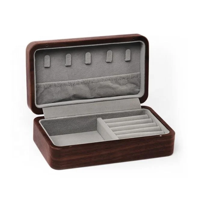 Изготовленный на заказ логотип; Подарок на свадьбу; Подарок на день рождения; Грецкого ореха роскошная коробка ювелирных изделий Организатор ящик для хранения ювелирных изделий