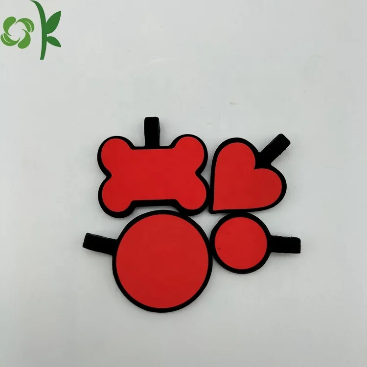 OKSILICONE Ready to Ship Different Shape Set Silicone Pet ID Tags Solid Color Double Sided Print Pet Name Phone Number Tag