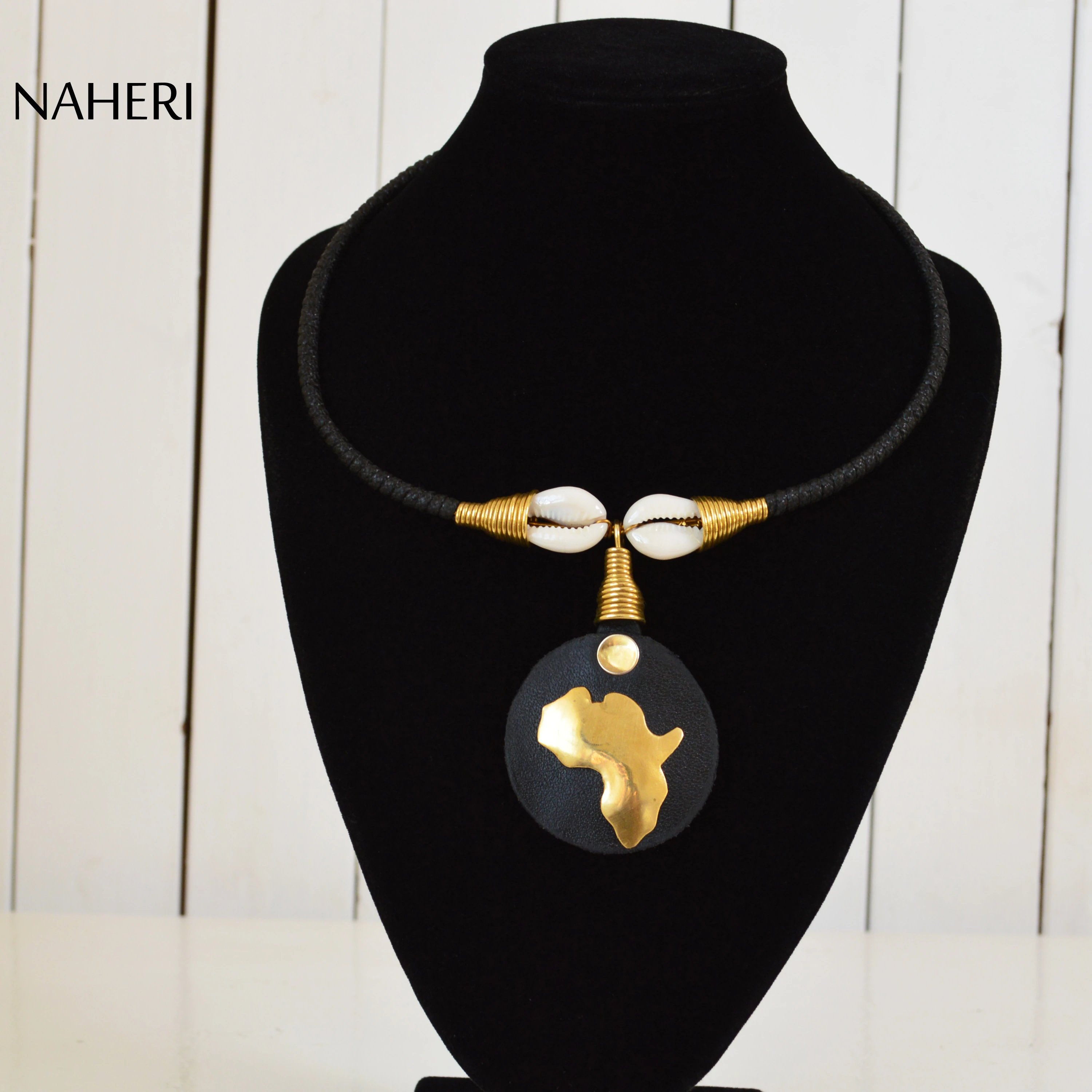 非洲地图吊坠项链黄铜壳部落珠宝批发非洲时尚首饰夏天项链给她礼物