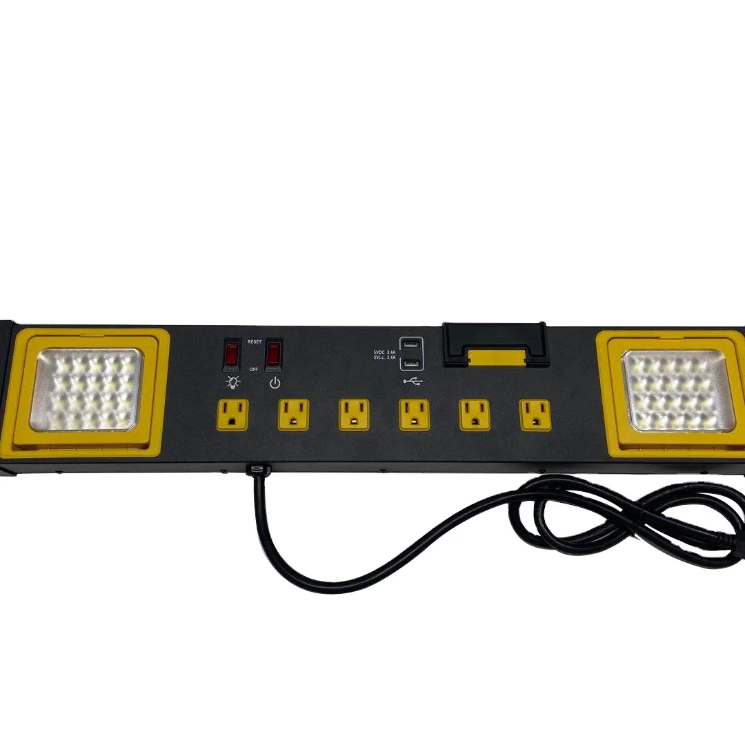 UL Listed Relocatable Power Taps with LED Work Light 6 Ports with Dual Type a USB Ports Electrical Outlet Sockets Power Charger
