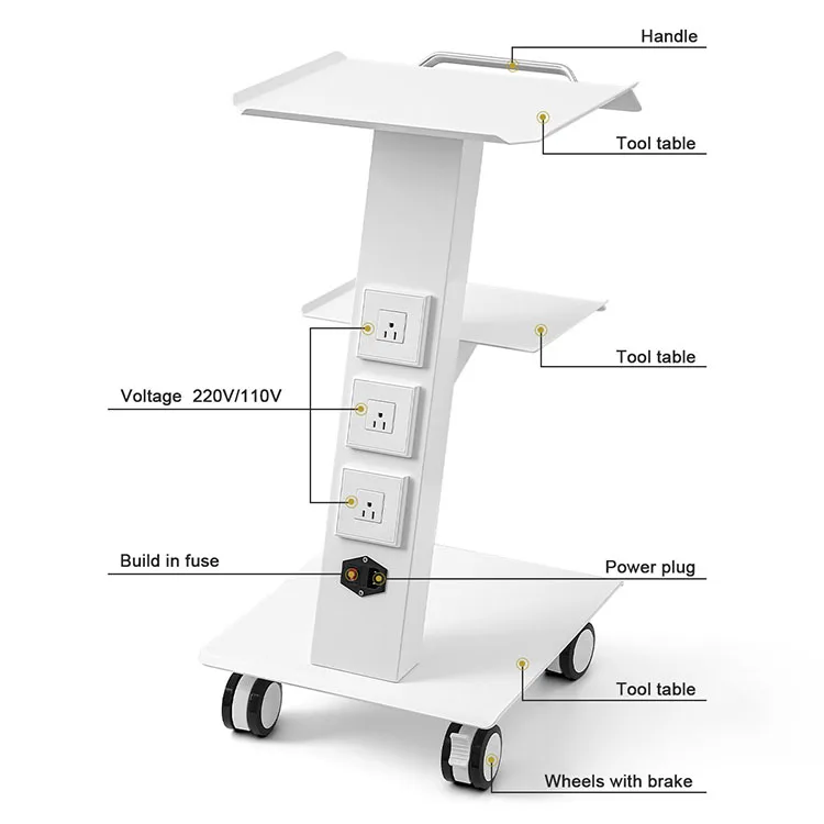 Medical Trolley Dental Clinic Builtin Socket Mobile Instrument Cart