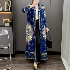 2025 Latest Design Miyake Pleated Abaya High Quality Loose Casual Printed Abaya Women's Fashion Robes Arabian