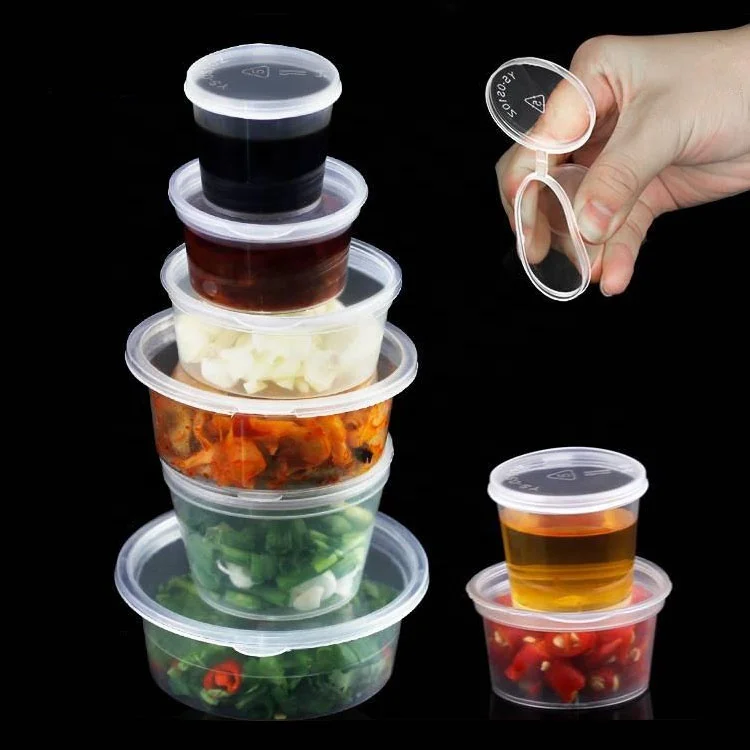 1oz 2oz 3oz 4oz 5oz Round Portion Cups Disposable Dipping Sauce Take Out  Plastic seasoning Cup