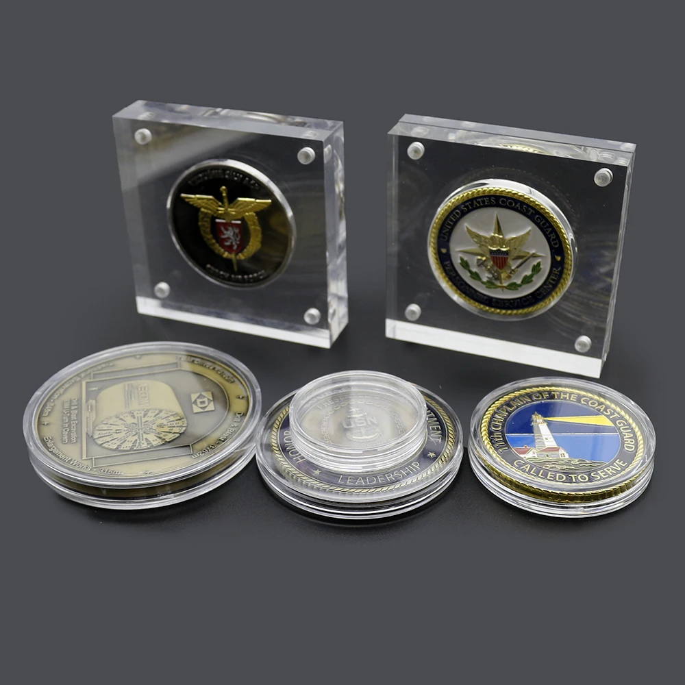 コインケースプラスチックボックスケースお土産透明プラスチッククリアアクリルミニチャレンジコインボックス銀貨用