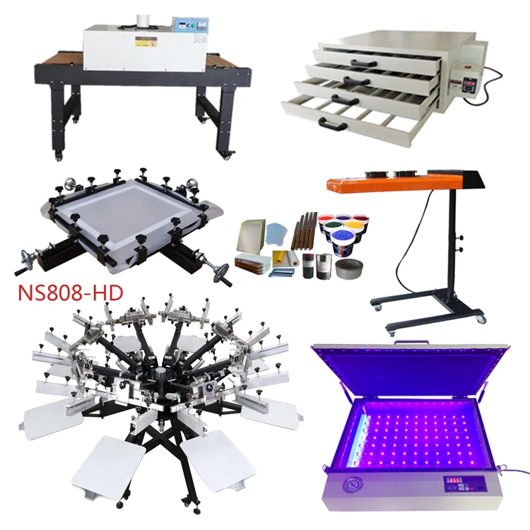 Cheap Screen Printing Machine Sets 8 Color Silk Screen Printing Equipment and RUIDA Screen Printing Machinery