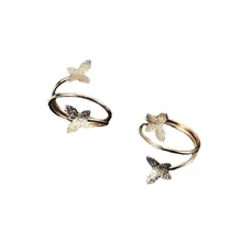 Europe and the United States Fashion Two-color butterfly Hollow Ring Alloy Girl Geometric Accessories Lovely Spot