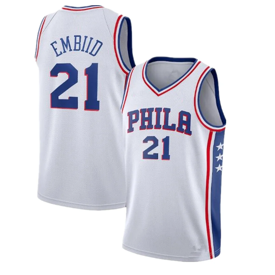 NBA_ Jersey Basketball''nba''Philadelphia''76ers''1 James Harden Tyrese 0  Maxey Joel 21 Embiid Mesh Allen 3 Iverson 75th Anniversary Jersey 