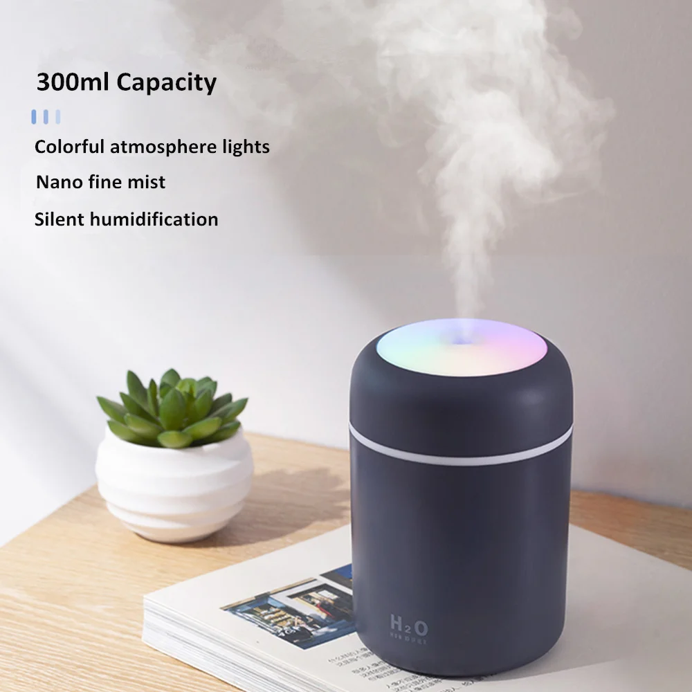 Portable 300ml H2O Humidifier USB Ultrasonic Dazzle Cup Cool Mist Maker Car Mini Air Humidifiers Purifier With Romantic Light
