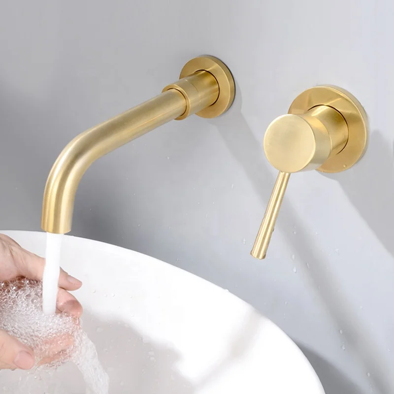 Wall Mounted Brass Basin Faucet Single Handle Mixer Tap Hot Cold Bathroom Water Tap