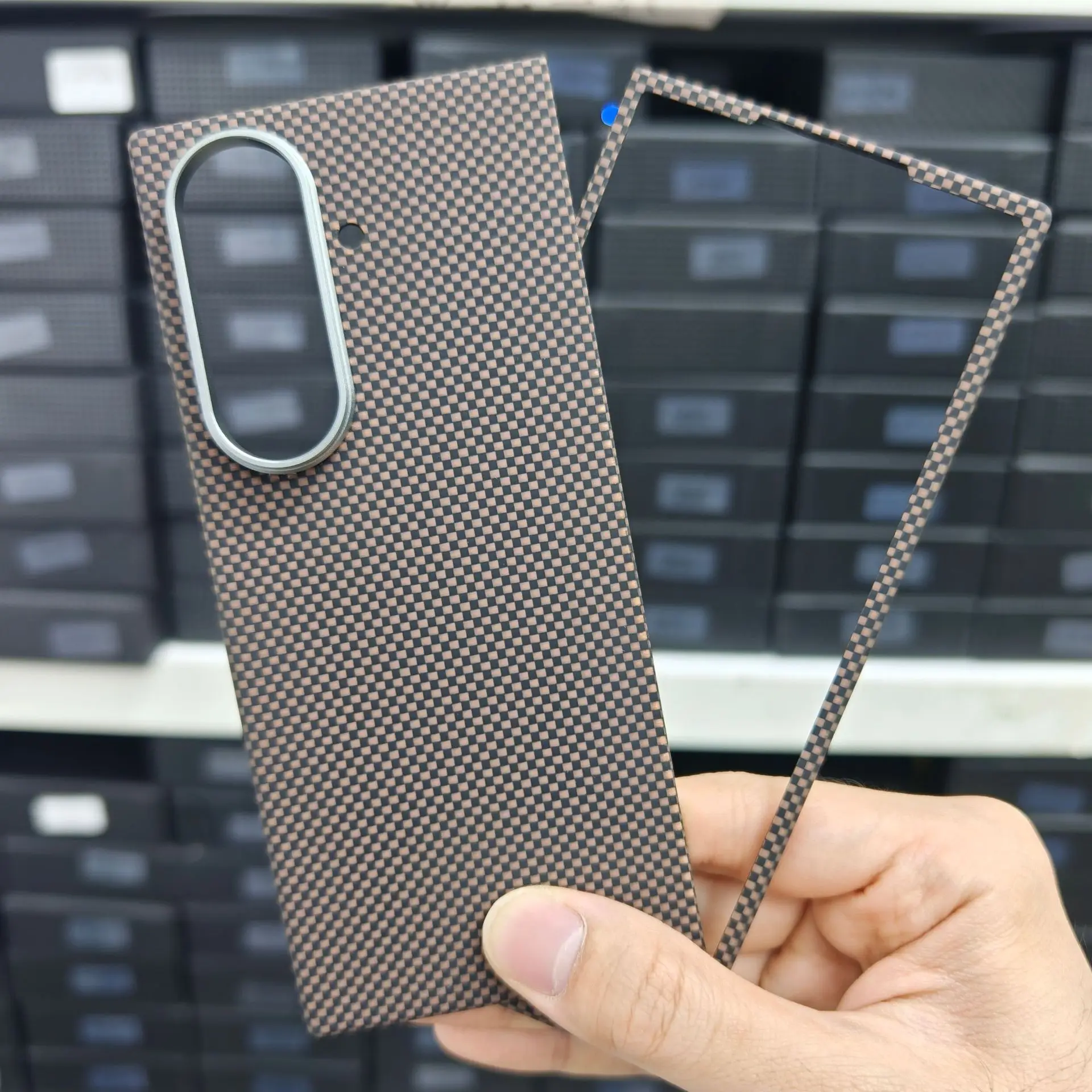 product laudtec custom real carbon fiber phone case for samsung galaxy z fold7 fashion aramid fiber phone cover magnetic protection case-2