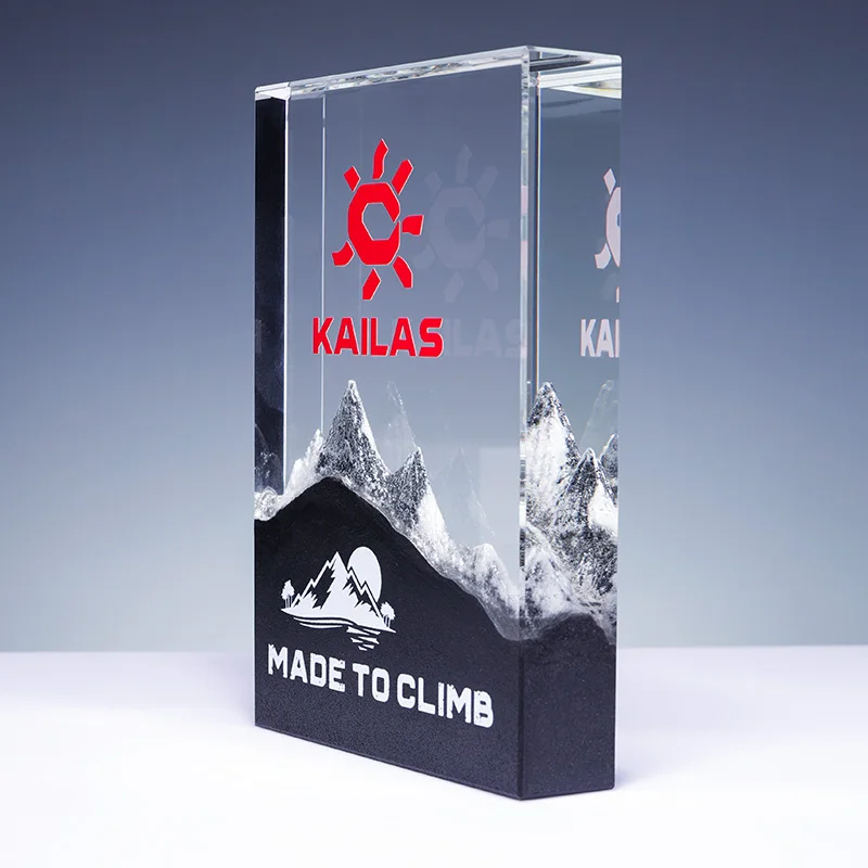 Factory Direct custom sandblasting k9 Crystal Rock combination trophy details