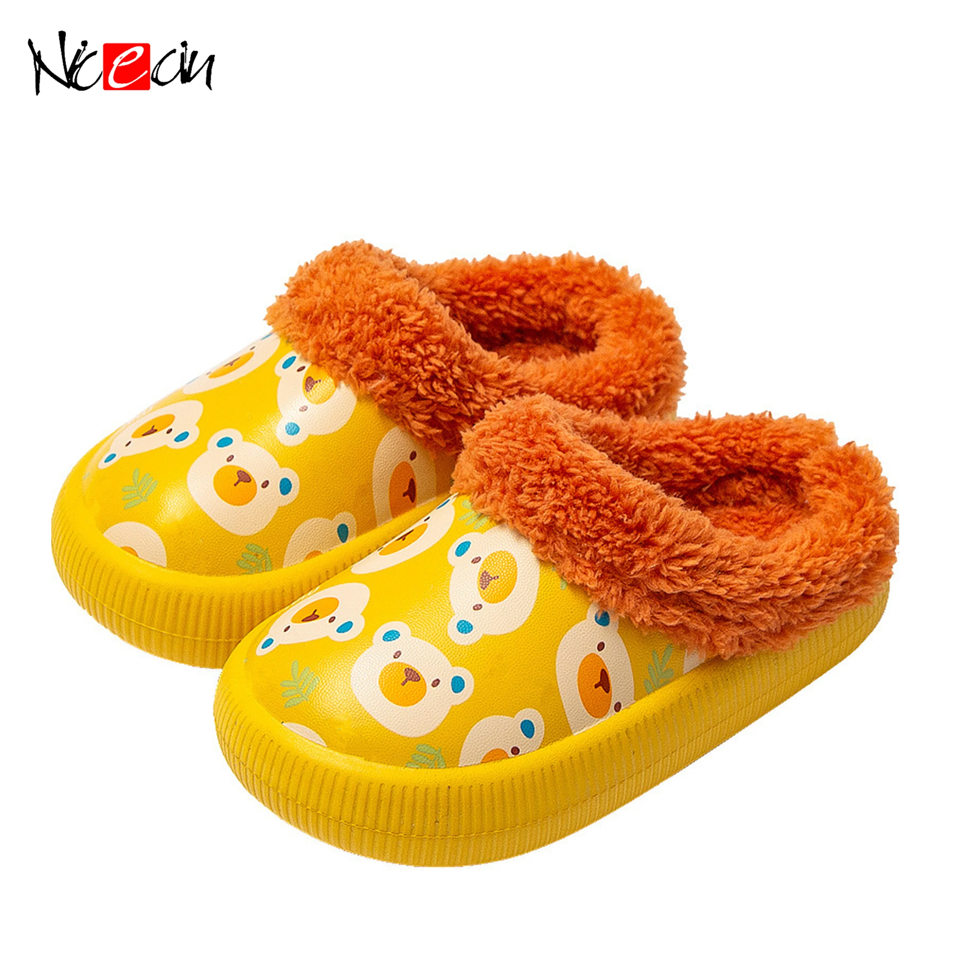 Зимние Детские домашние тапочки, Детская Хлопковая обувь, плюшевые теплые тапочки для девочек, домашние тапочки для мальчиков, симпатичная садовая обувь