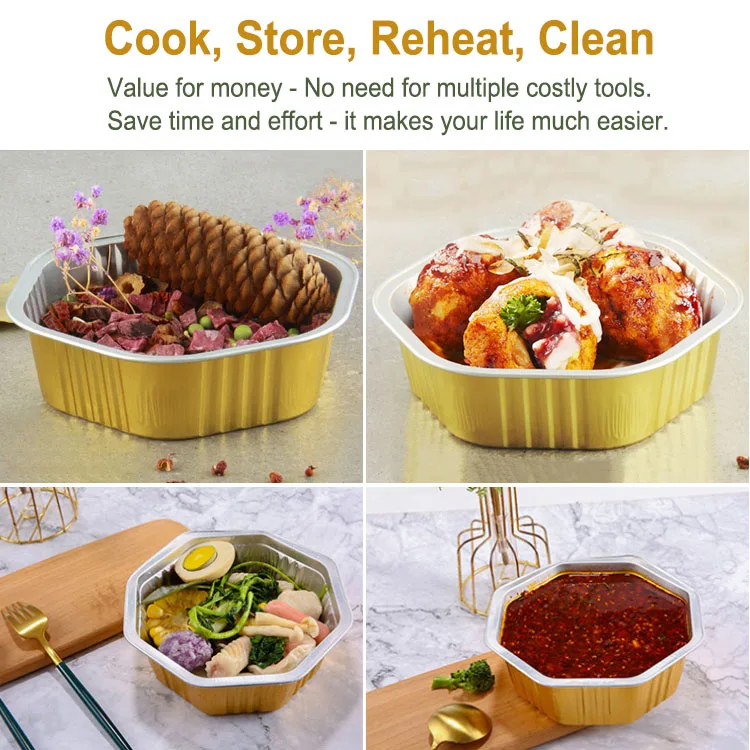 product tia x330 330ml non wrinkle aluminum foil pan flat surface baking pan heat resistant wrinkle free pan for roasting baking needs-10