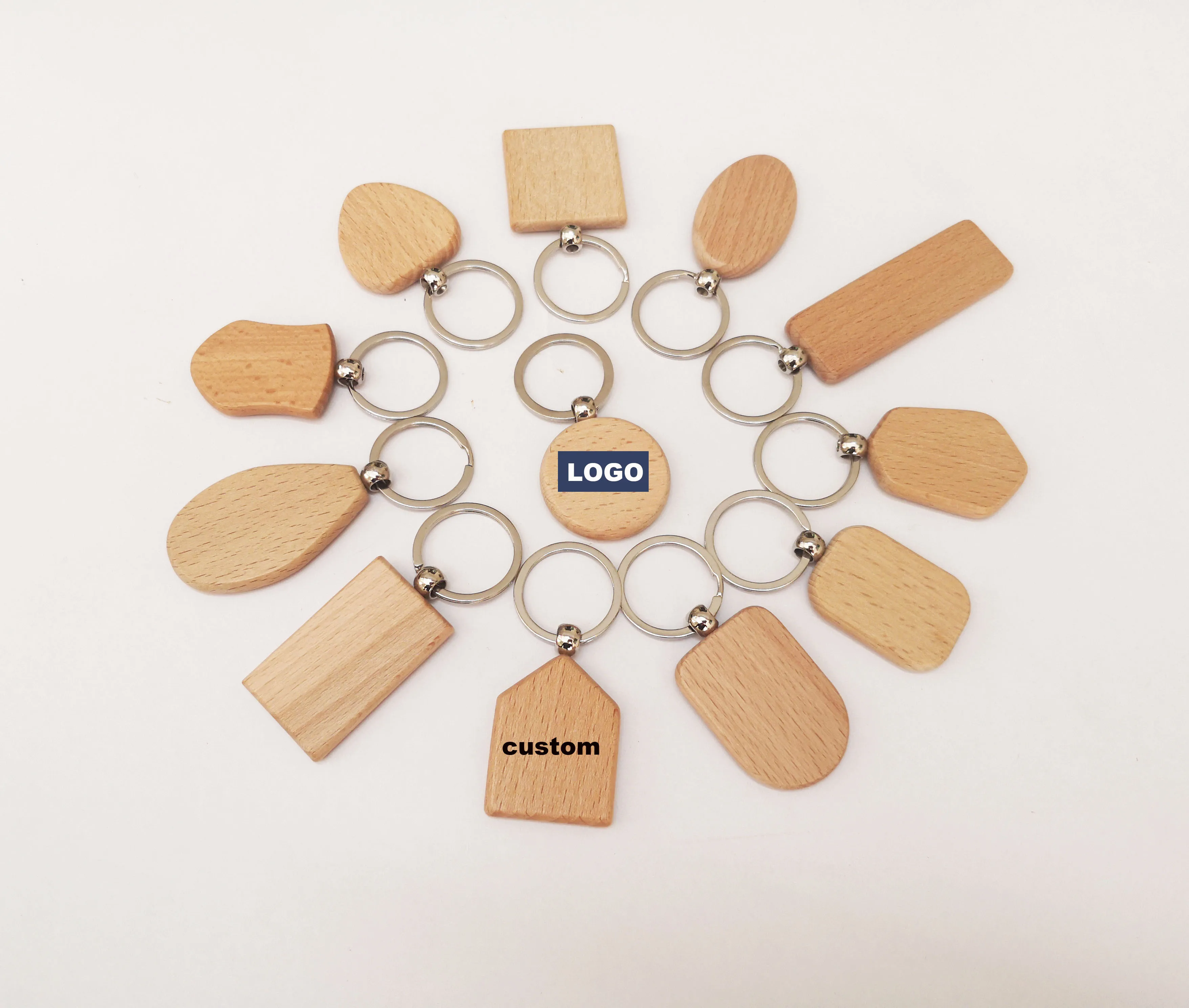 Нет минимального заказа брелок для ключей из Букового дерева «сделай сам» лазерный/печатный логотип на заказ с геометрической резьбой по