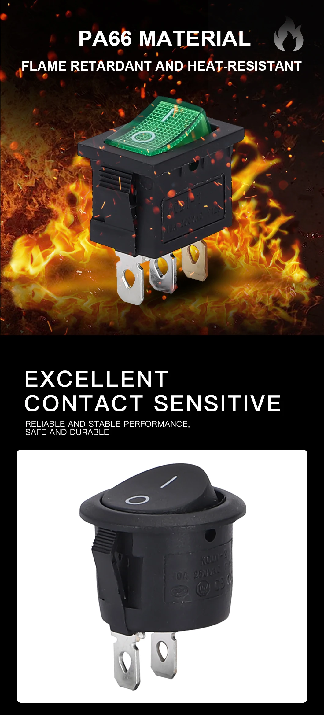 New Launch Black Pa66 Double Row Short Type 6pin Onoffon Mini