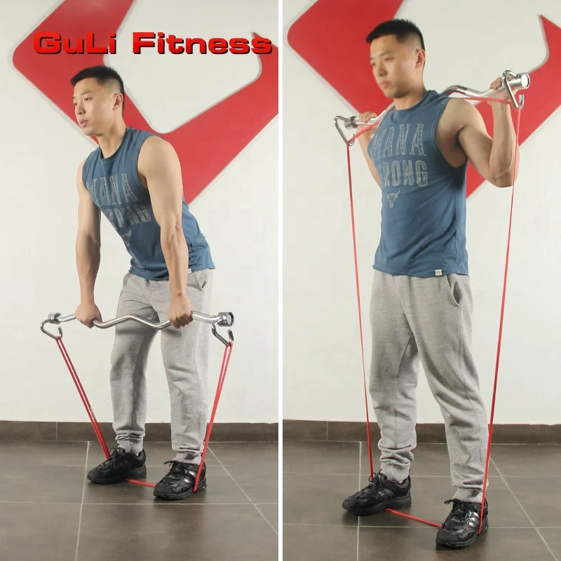 X-3 EZ Curl Resistance Bands Bar Versatile Fitness Tool