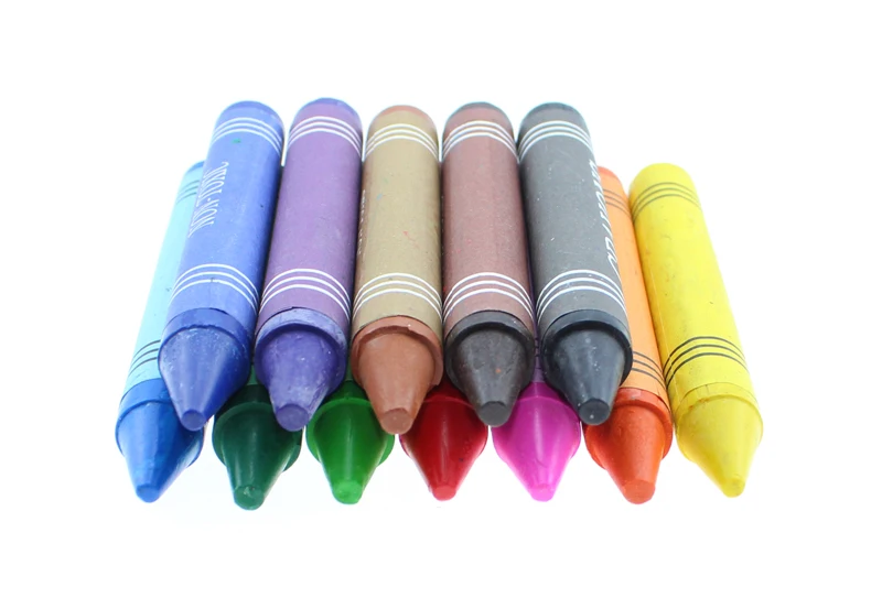 promotional 12pcs 88mm round shape crayons set custom wax crayon