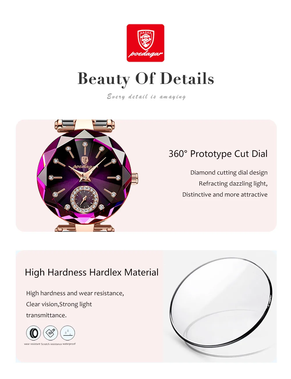 POEDAGAR Ladies Watch 719 Fashion Dress Female Bracelet Jewelry for Women Wrist Watches aperçu 6