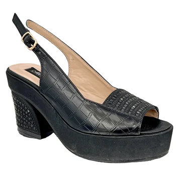 Newest Design Wholesale Custom Women High Heel Shoes with Black Diamond Decoration