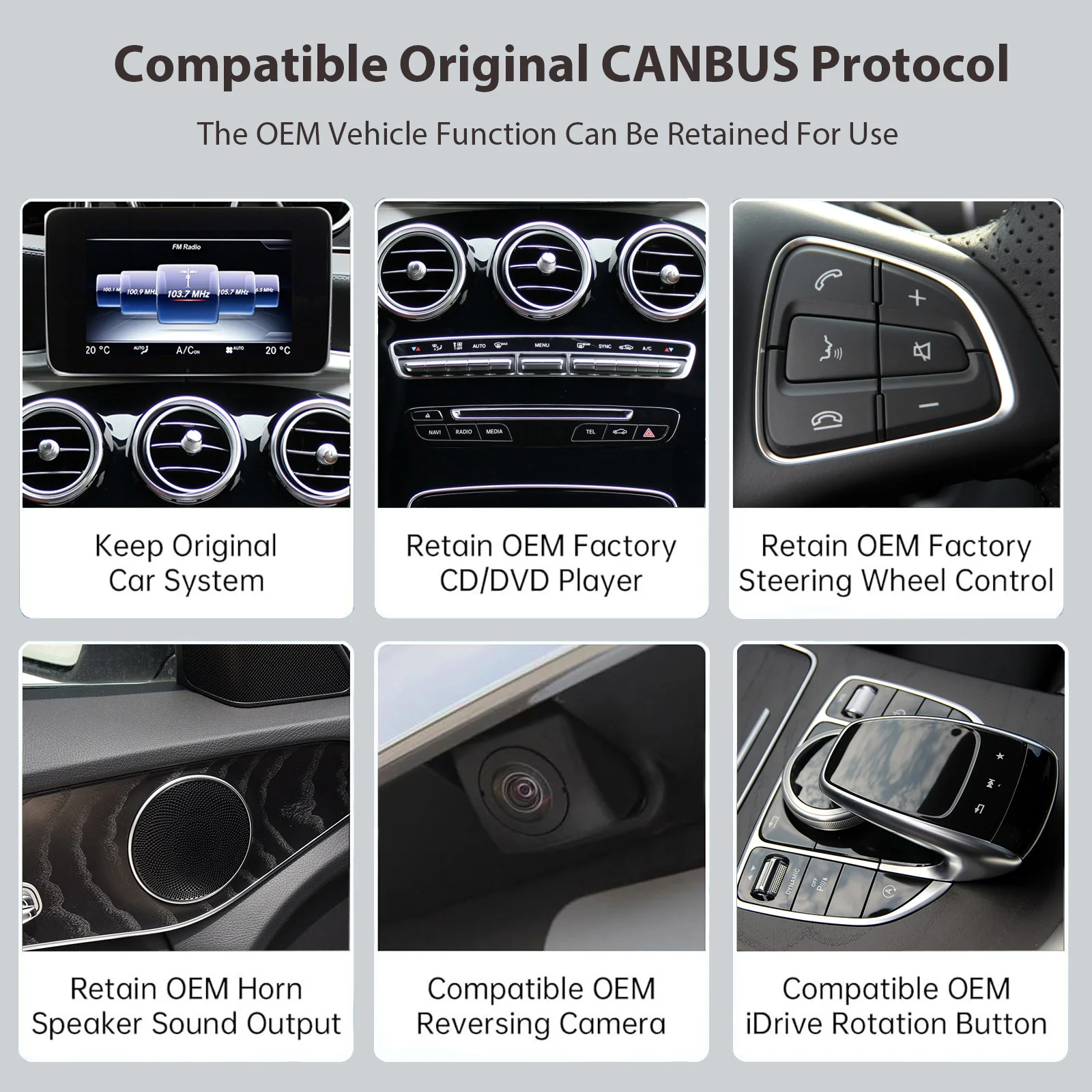 Wireless Carplay Linux Screen Upgrade for Mercedes Benz NTG4.5 W212 C207 X204 W246 Android Auto Navigation Support Rear Camera