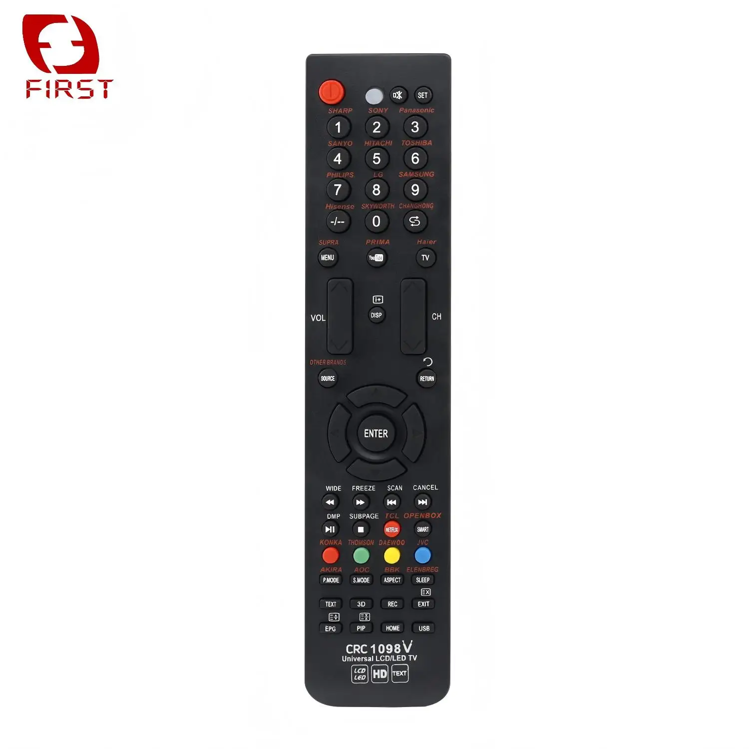 First Brand Quality Universal ABS Plastic Smart LED LCD Remote Control with Brand Searching Feature Box Package