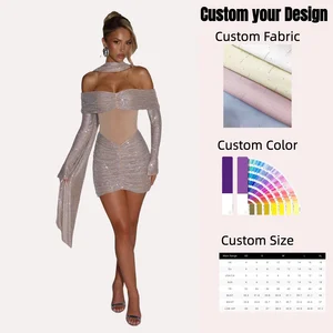 Spring and Summer New Net Gauze Transparent Strapless Sling Sexy Tight Waist Dress