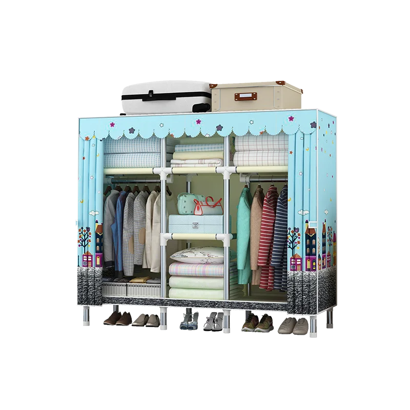 Складной шкаф для одежды 170 см стальная труба органайзер «сделай сам» раздвижная дверь хранения