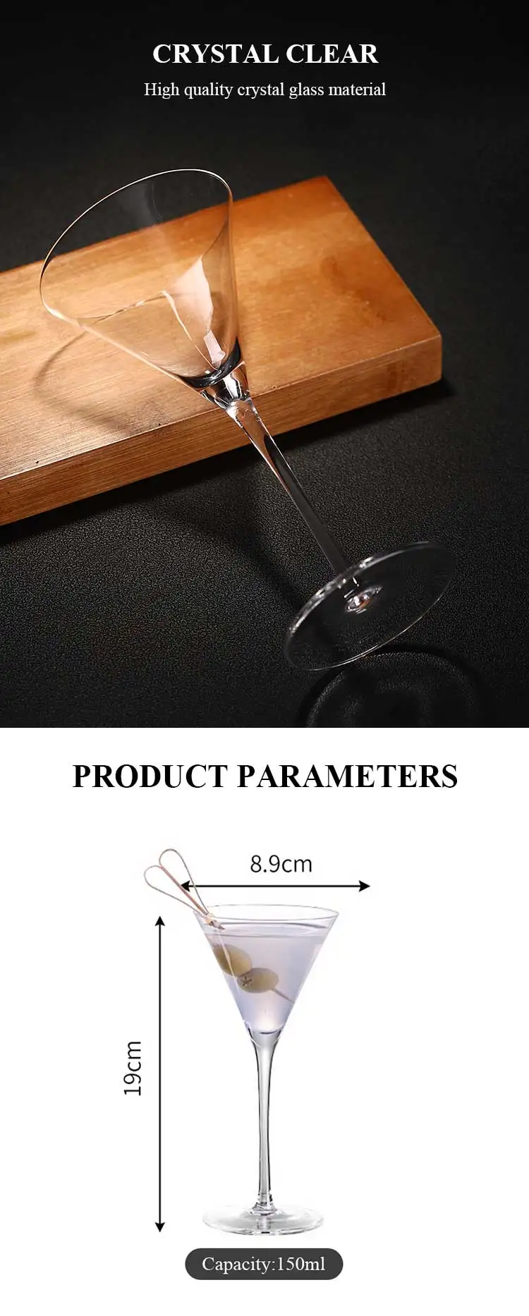 Custom Logo Japanese Mouth Blown Martini Glasses Bar Restaurant Classic Clear Goblet Cocktail Martini Glass