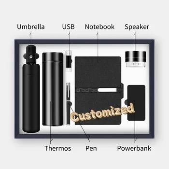 Luxury Notebook Corporate Gift Set With Led Thermos Flask Business Notebook Gift Sets With Custom Logo