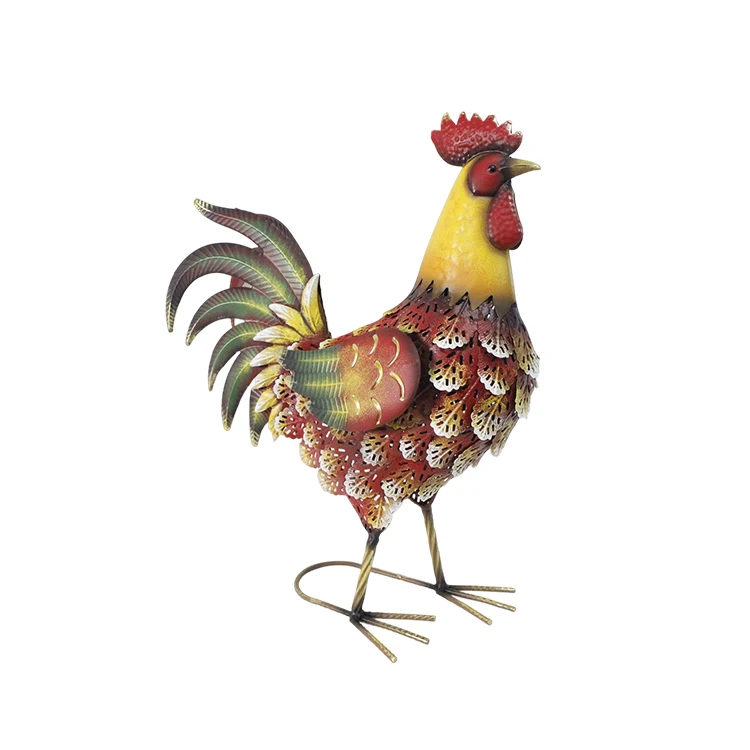 Rooster Statue  Metal Chicken Outdoor Backyard Farm Patio Yard Lawn s