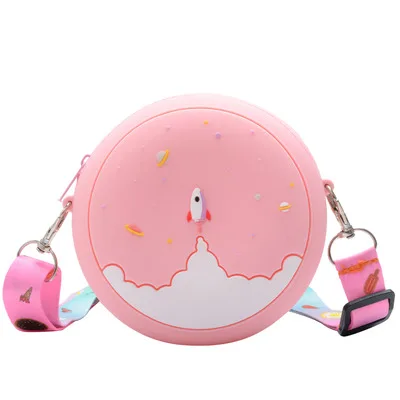 RYHMHA Mini Sac à Dos Donut Silicone – Sac Mignon Fraise Ou Chocolat Pour Enfant, Bandoulière Réglable, Fermeture Éclair