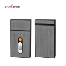 Wholesale Customization Cigarette Storage case with Charging Lighter ,  Portable  Moistureproof   Zinc Alloy Cigarette Case