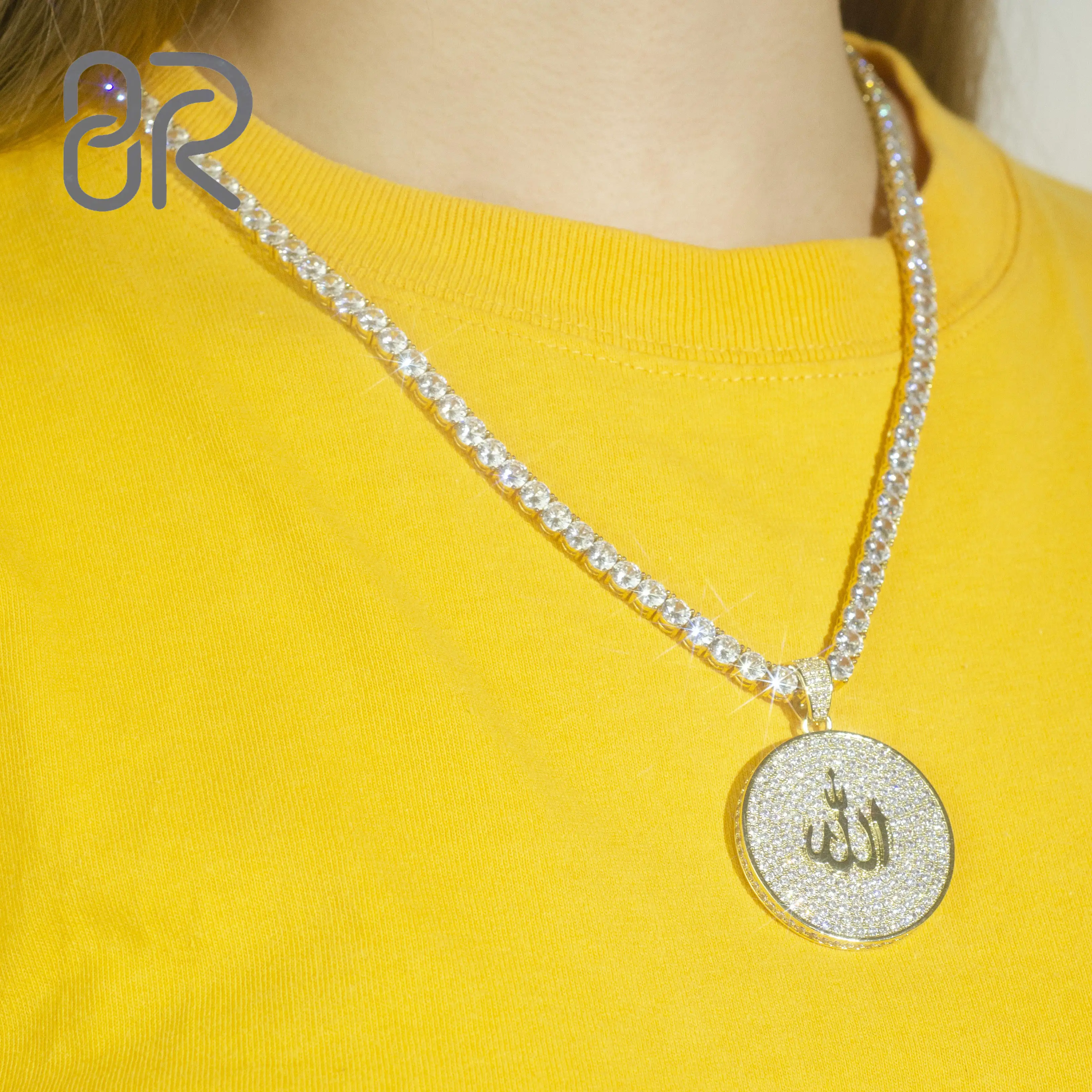 Wholesale Islam Vvs Moissanite Allah Necklace Pendants Custom Gold Plating 925 Silver Pendant