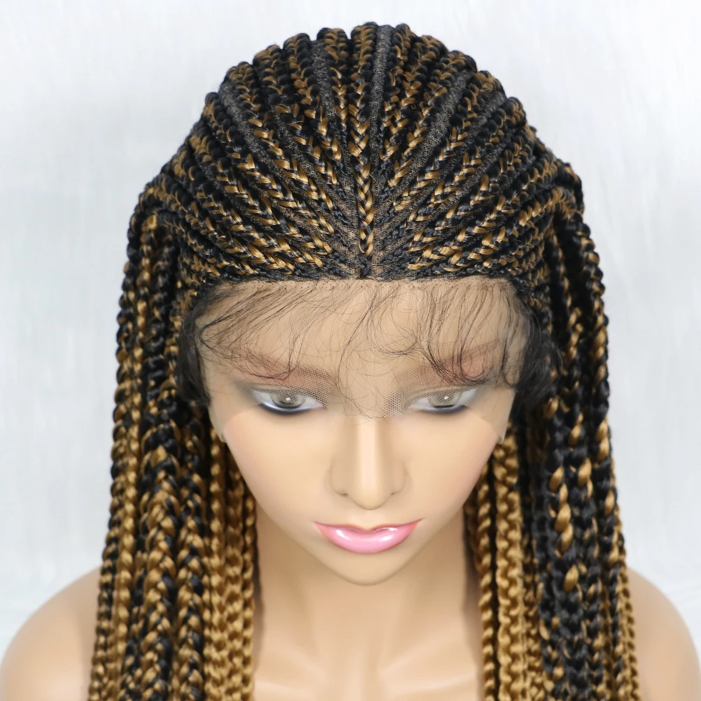 Cornrow Braid Synthetic Lace Front Wig Full Hand Made Braid Lace Front