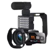 Negro--8K DV con micrófono + controlador + parasol + luz