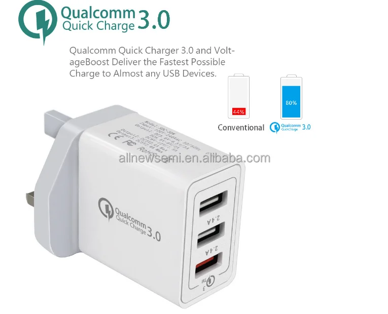 Three port British standard qc3.0 fast charging charger  QC-01